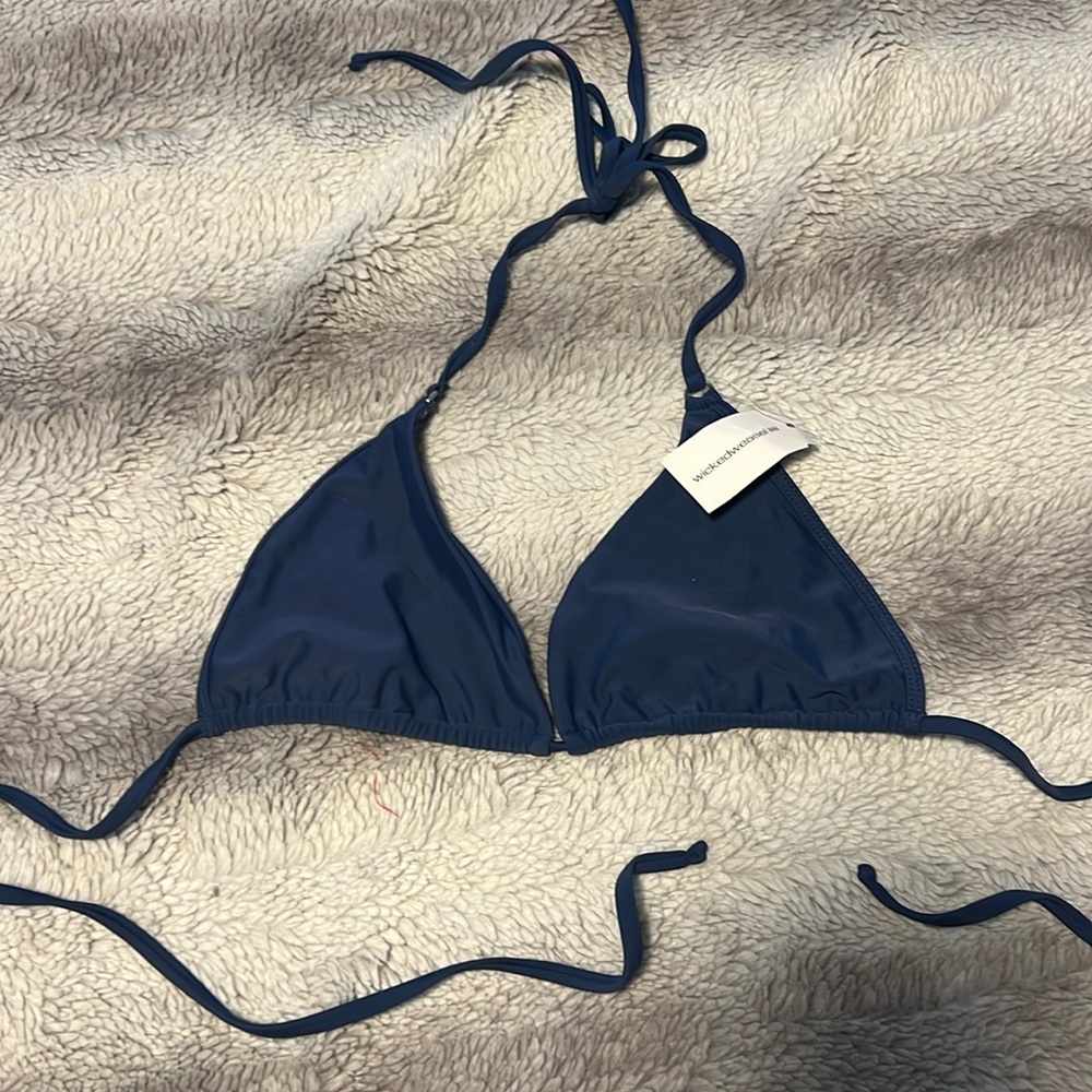 Navy blue Wicked Weasel bikini top. Size L.